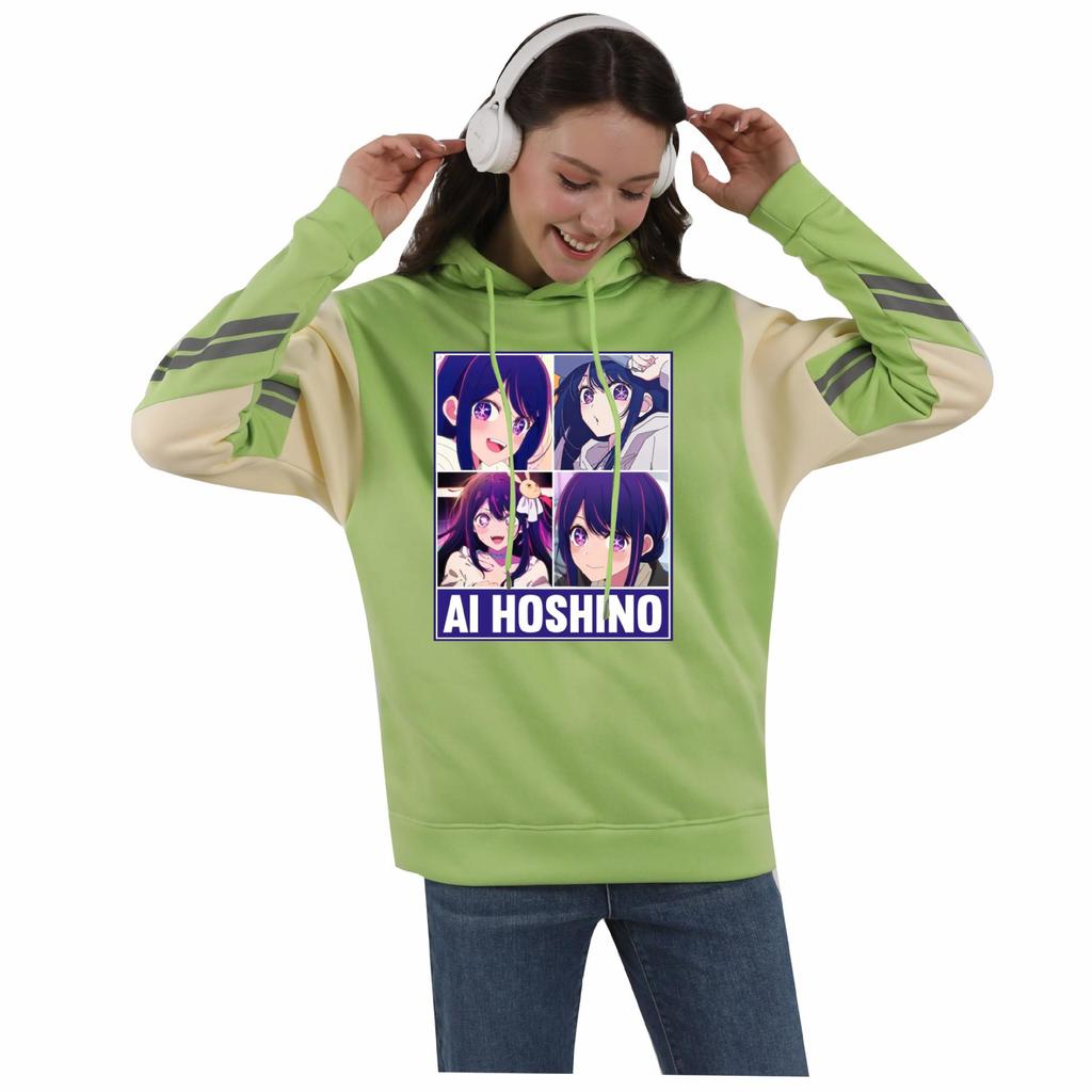 Oshi no Ko My Starry-Eyed Child Unisex Autumn/Winter Color Block Hoodie with Velvet