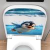 Cute Swimming Penguin Ocean Wave Toilet Lid & Tank Self Adhesive Sticker Waterproof Bathroom Decor Decal