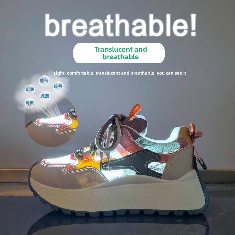 Spring Breathable Mesh Chunky Sneakers for Women Low Lace-Up Casual Sports Shoes Outdoor Comfortable Female Trainers