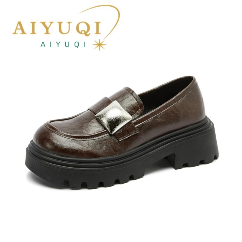 Fashion AIYUQI Women's Loafers Platform 2025 New Spring Female Shoes Commuting British Style Women Genuine Leather Shoes