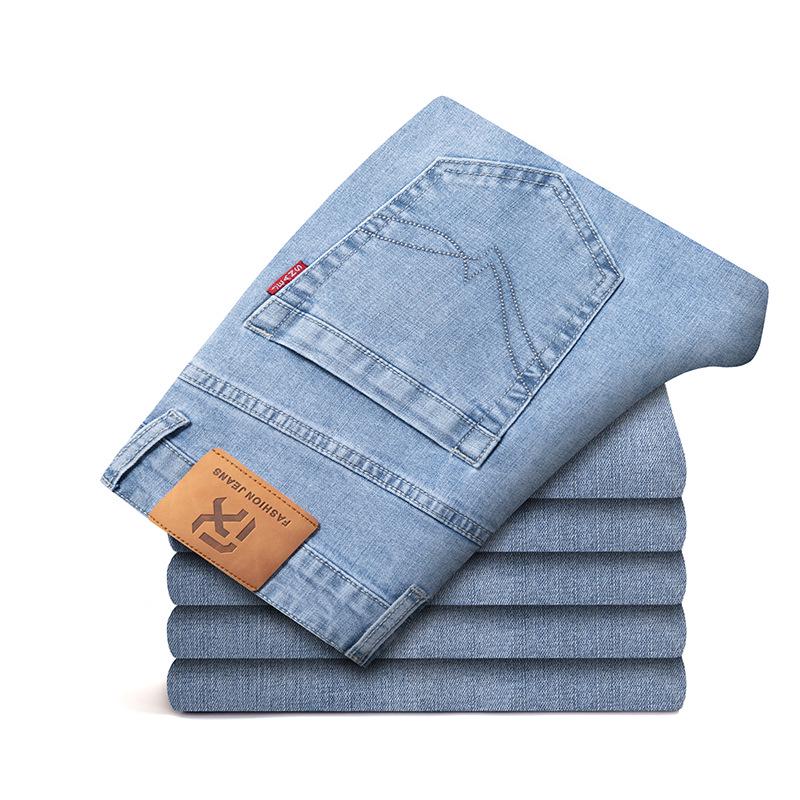 Men's Retro Washed Stretch Jeans - Young Fit, Casual Straight Pants for Spring