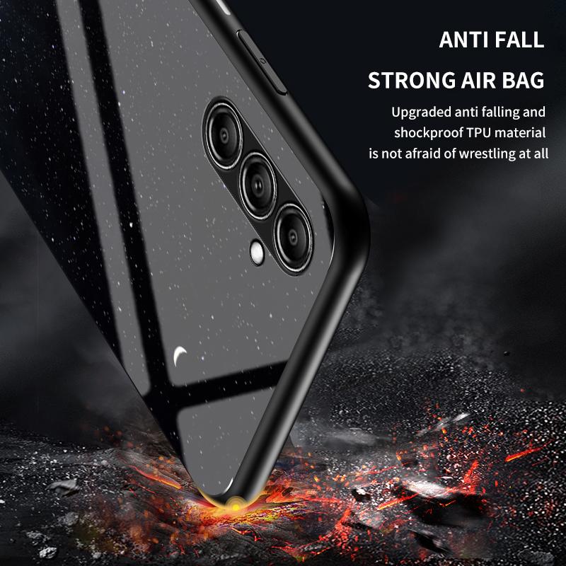For Samsung Galaxy S23 FE Starry Sky Pattern Tempered Glass Case PC+TPU Anti-Scratch Phone Cover