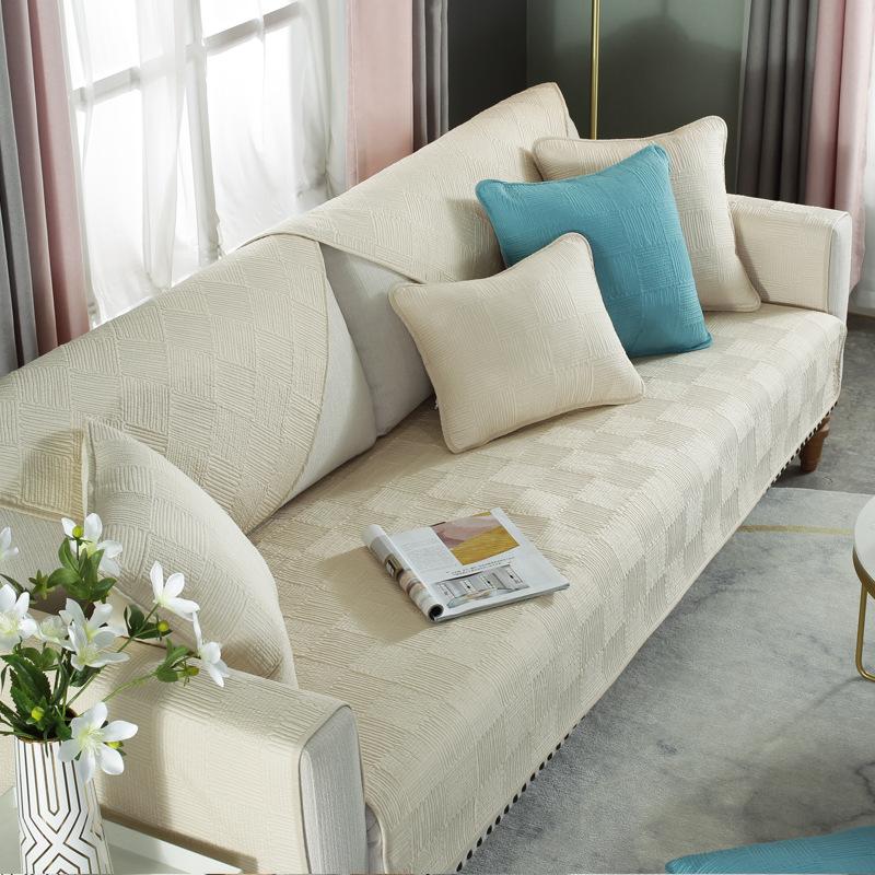 Summer Pure Cotton Sofa Cushion Fabric Simple Four-season Universal Cotton Non-slip Cushion Modern Sofa Cover Cover
