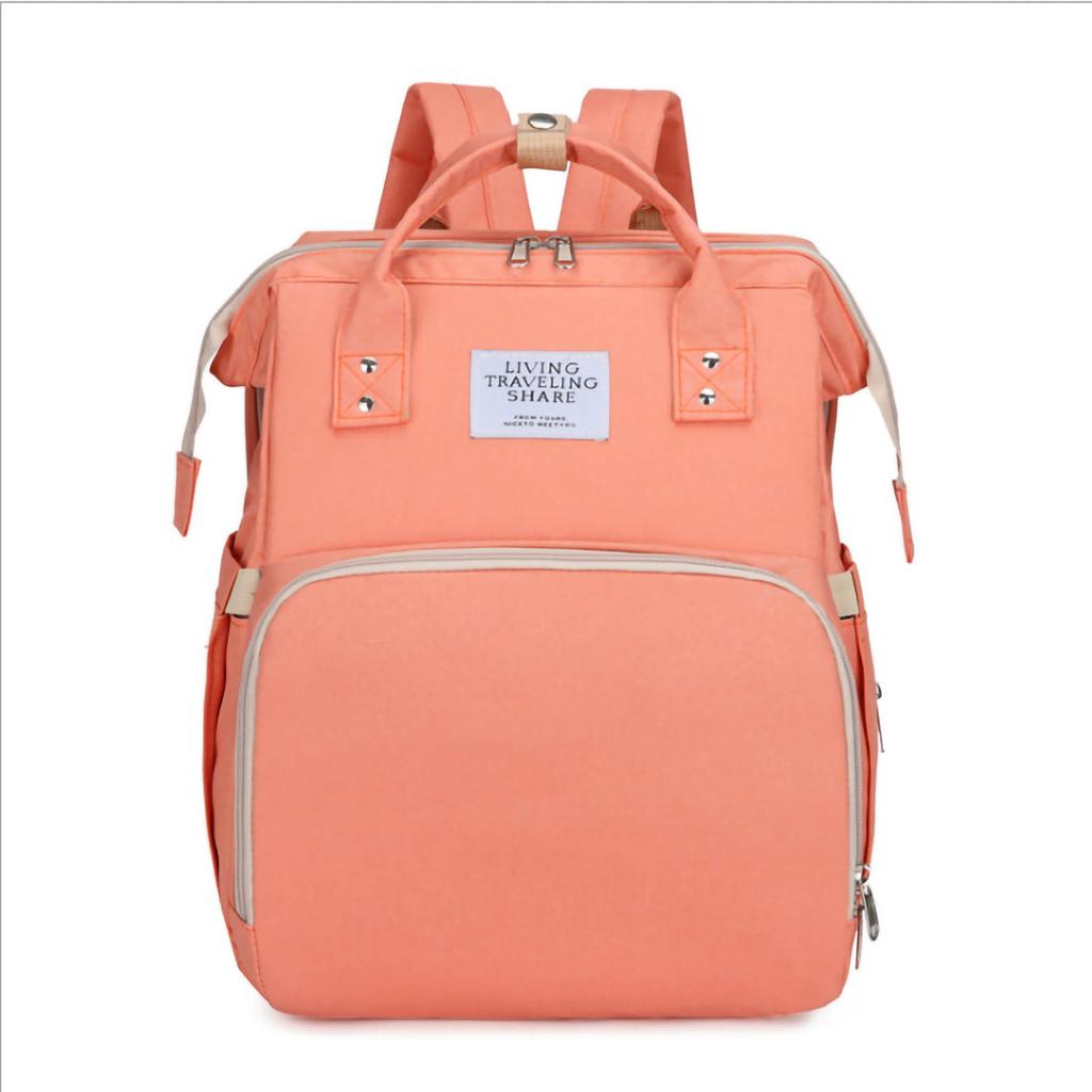 Babyblöjväska Stor Kapacitet Bärbar Multifunktionell Andningsbar Vikbar Blöjryggsäck Rosa