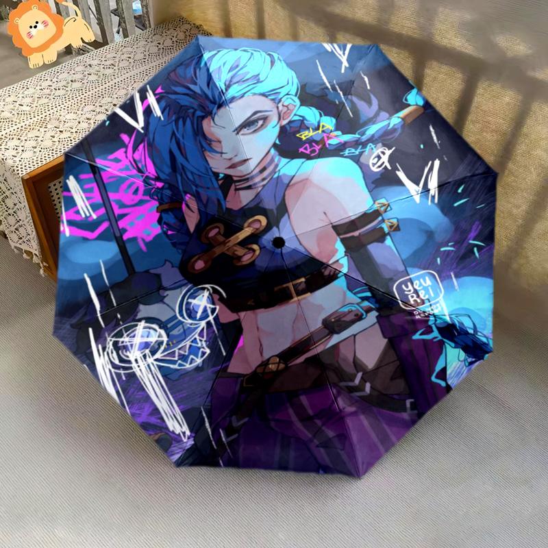 Blue Fury: Warrior's Resolve Folding Umbrella Suitable for All Seasons Umbrella Sun Umbrella Light Umbrella