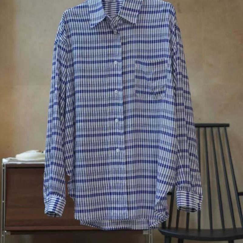 

Striped Women s Long Sleeved Shirts Contrasting Color Casual Loose Blouses Korean Lazy Style Ladies Clothing XXL синий