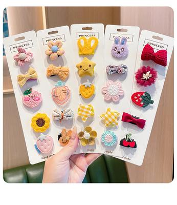 5pcs/lot Cut Baby Hair Clips for Girls Baby Flower Fruit Animal Modelling Hair Clips Kids Headwear Bowknot Snap Hair Clamp Pins