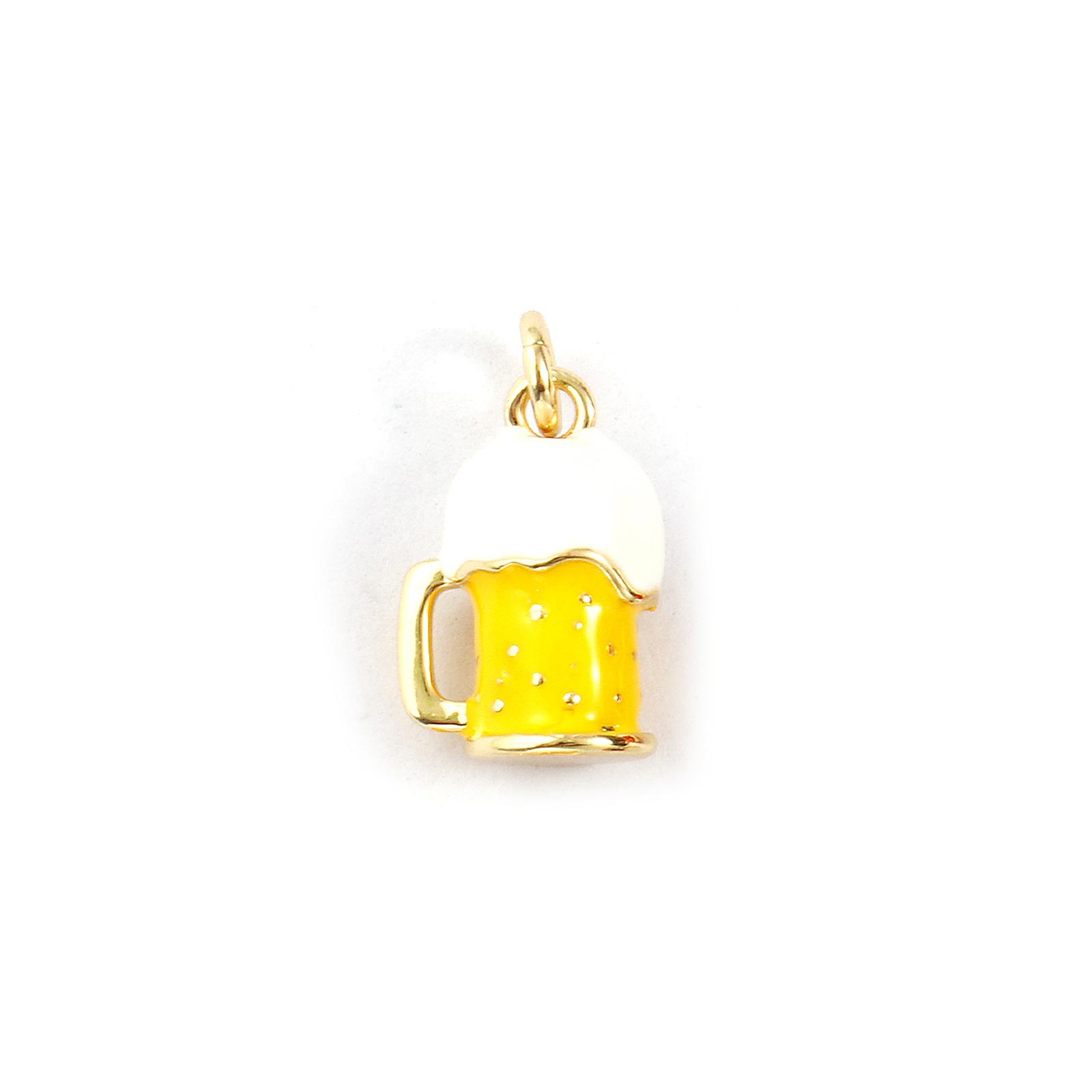 

2 Pcs Brass Charms 18K Gold Plated Enamel 3D Beer Glass Soda Bottle Pendants For DIY Necklace Keychains Jewelry Making Findings