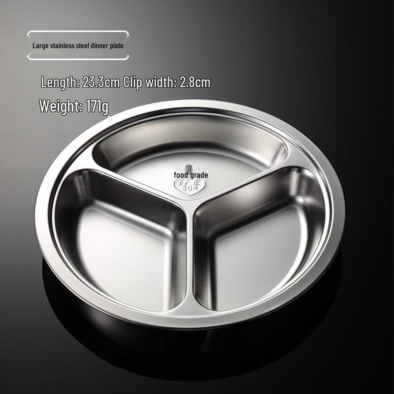 

Qianxing 304 Stainless Steel Round Divided Lunch Plate