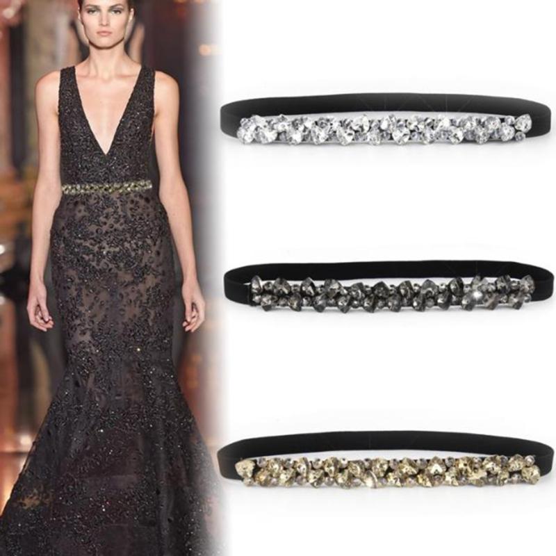 Cintura da Donna Elastica con Strass di Cristallo Lussuosa Cintura in Vita Scintillante Diamante Moda Decorativa da Donna per Abito Party