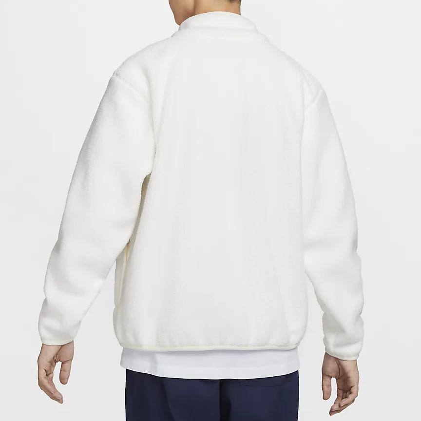 Nike Club Casual Fashion Simple Zipper Long Sleeve Fleece Jacket Men Jackets Sail-White Black FZ0889-133