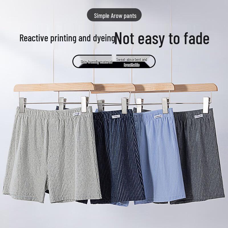 Xueqiman Men's Pure Cotton Loose Boxer Shorts 2-Pack