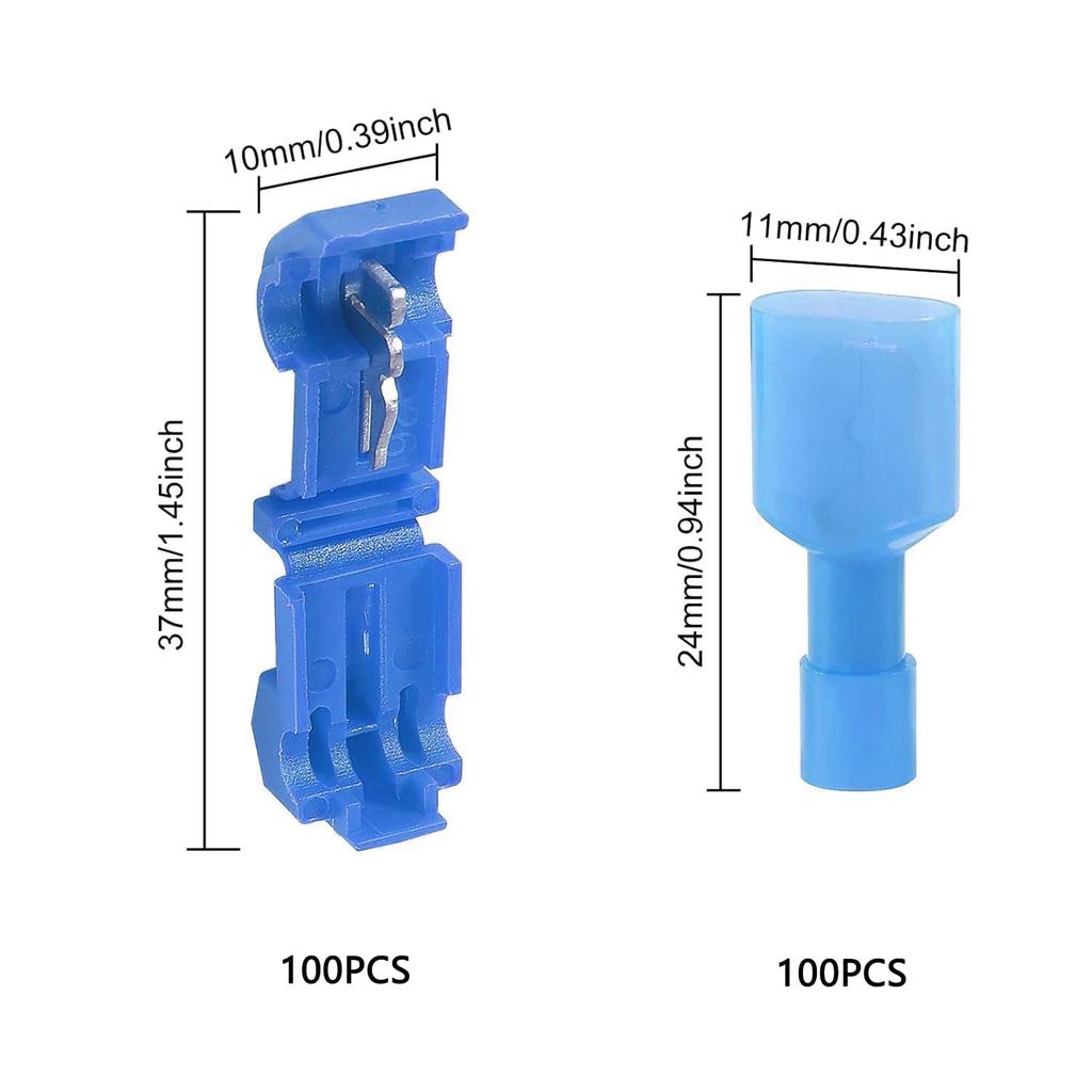 200 Pieces 100 Pairs T Type Wire Connector Kit Flat