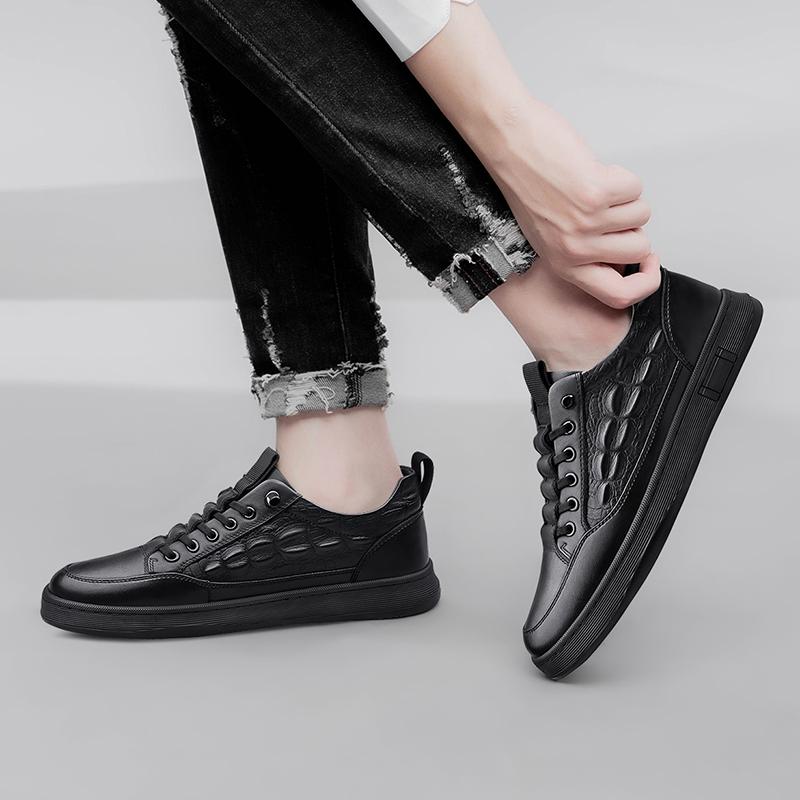 Fashion Genuine Leather Men's Board Shoes Comfortable Classic High-quality Styles Daily Business Party Office Black Adult Shoes H