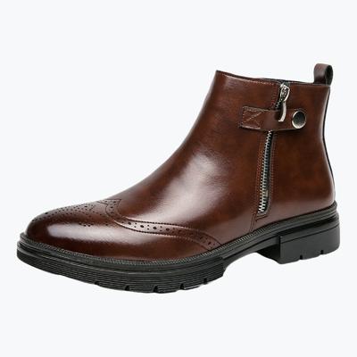 Fashion Size 38-46 Retro Men Chelsea Boots Black Brown Thick Bottom High Top Double Zipper Block Boots European Business Boots Men