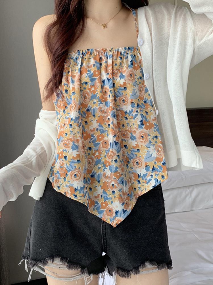 Women's Loose Floral Halter Neck Camisole - Summer 2025 Trend