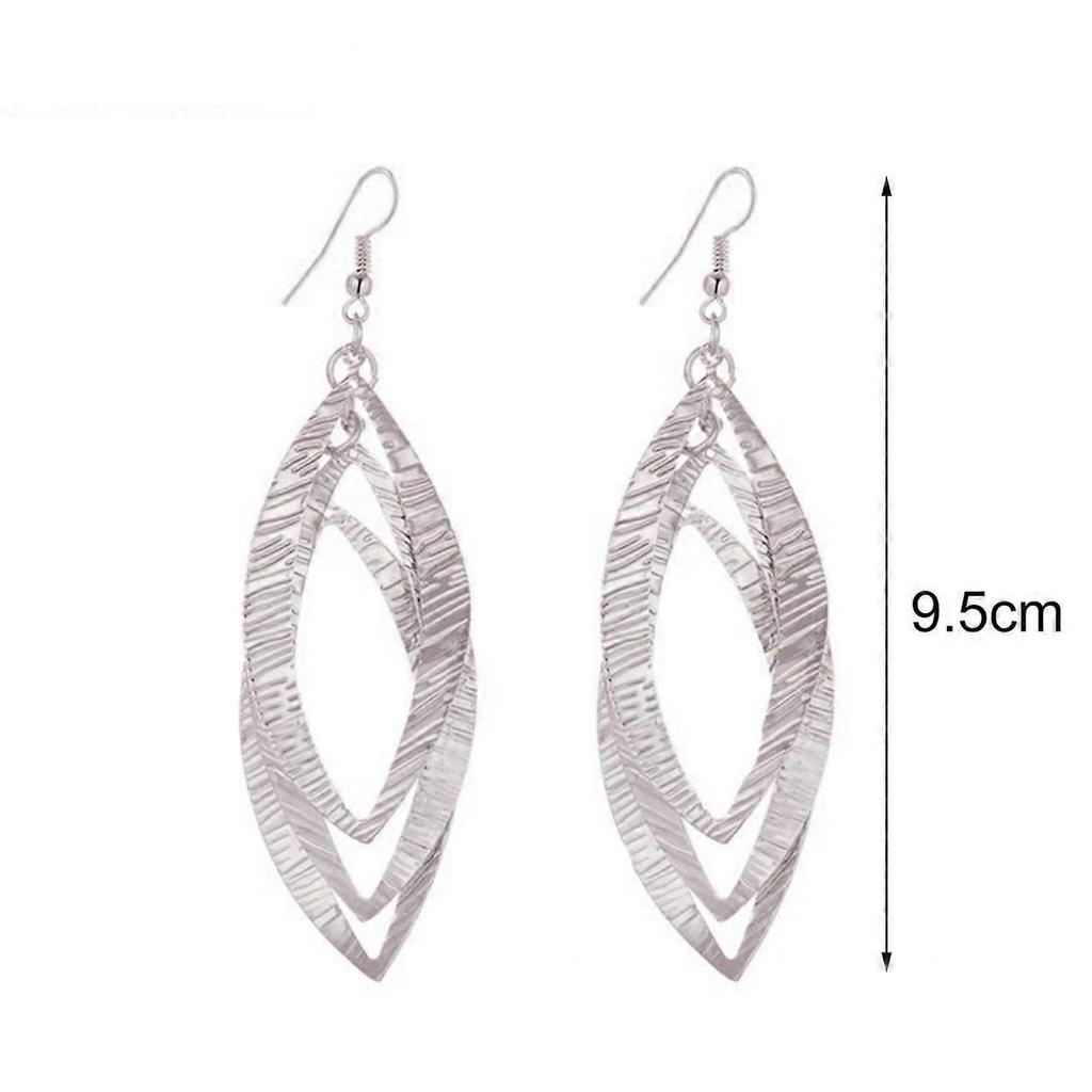 1 Pair Drop Earrings Skin-friendly Corrosion Resistant Alloy Anti-fade Long Chain Leaf Earrings for Women