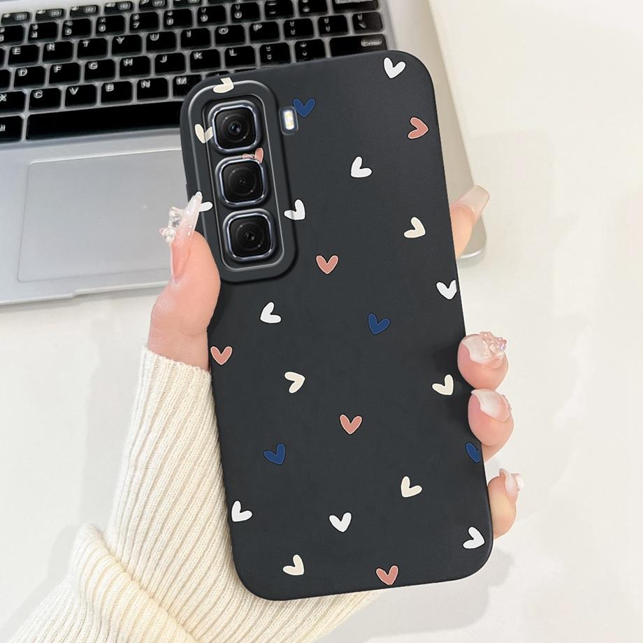 For Infinix Hot 50 50i 4G X6882 X6531 Case Liquid Silicone Soft TPU Back Cover Hot50 Hot50i Phone Funda Gothic Black Night Shell