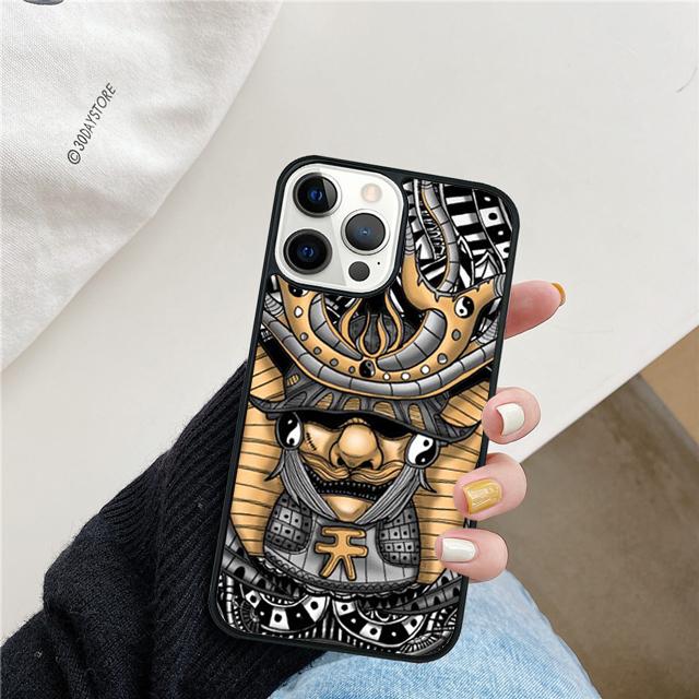 Japan Samurai Helmet Phone Case Cover For iPhone 17 Air 15 16 14 13 12 Pro Max 11 Pro Max Plus Coque Shell