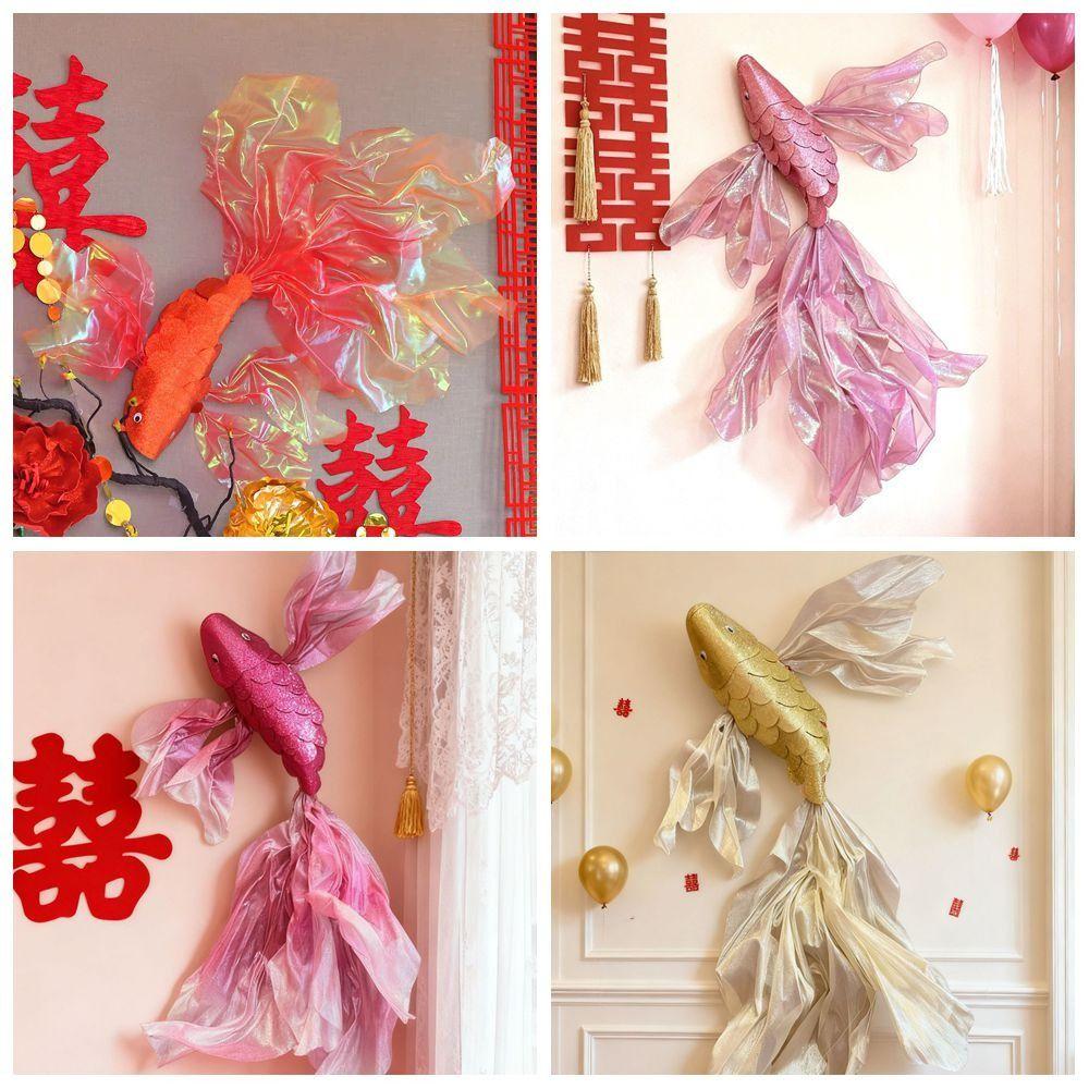 Hästens År Fisk Hängande Dekoration Fiskmönster DIY Nyårsdekoration Röd Färg Hängande Hänge Festtillbehör