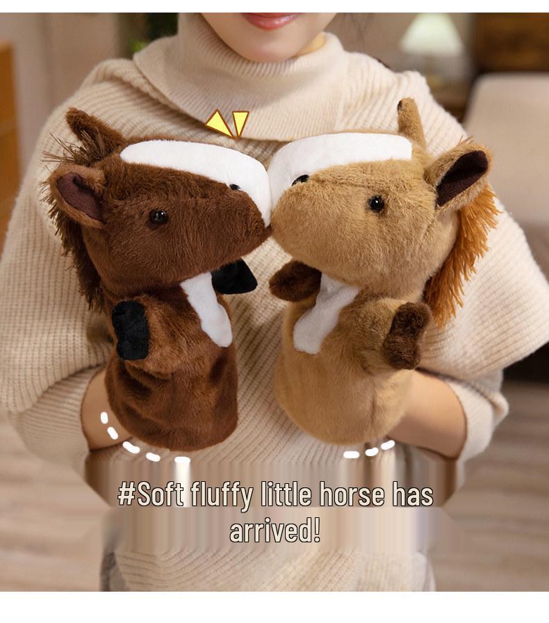 Cartoon Pony Hand Puppet Plush Toy - Interactive Parent-Child Cloth Doll