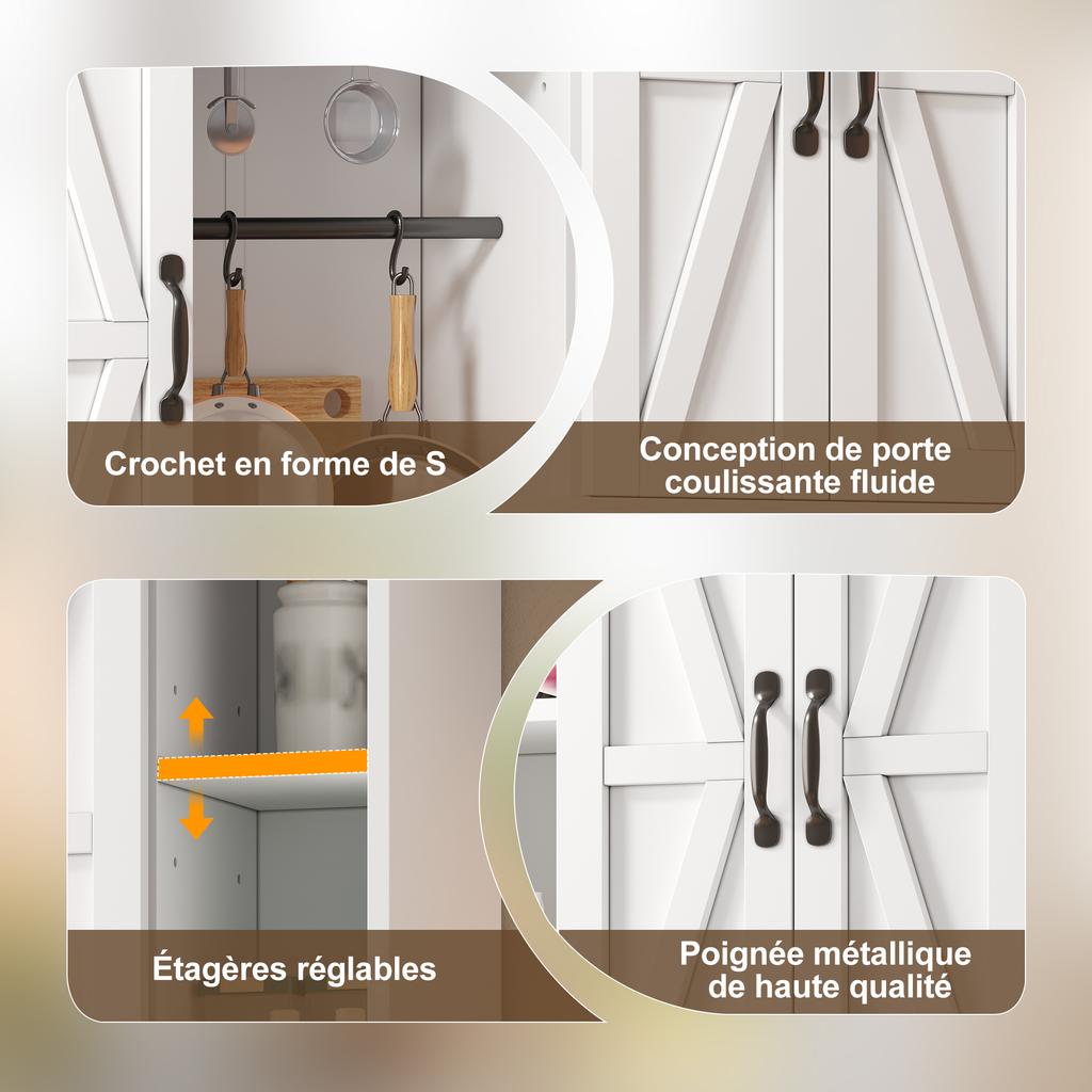 Armario de Pared para Cocina con 2 Puertas Correderas y Estantes Ajustables, Armario de Pared de Almacenamiento para Sala de Estar, Baño y Lavadero, 80 × 31 × 76 cm