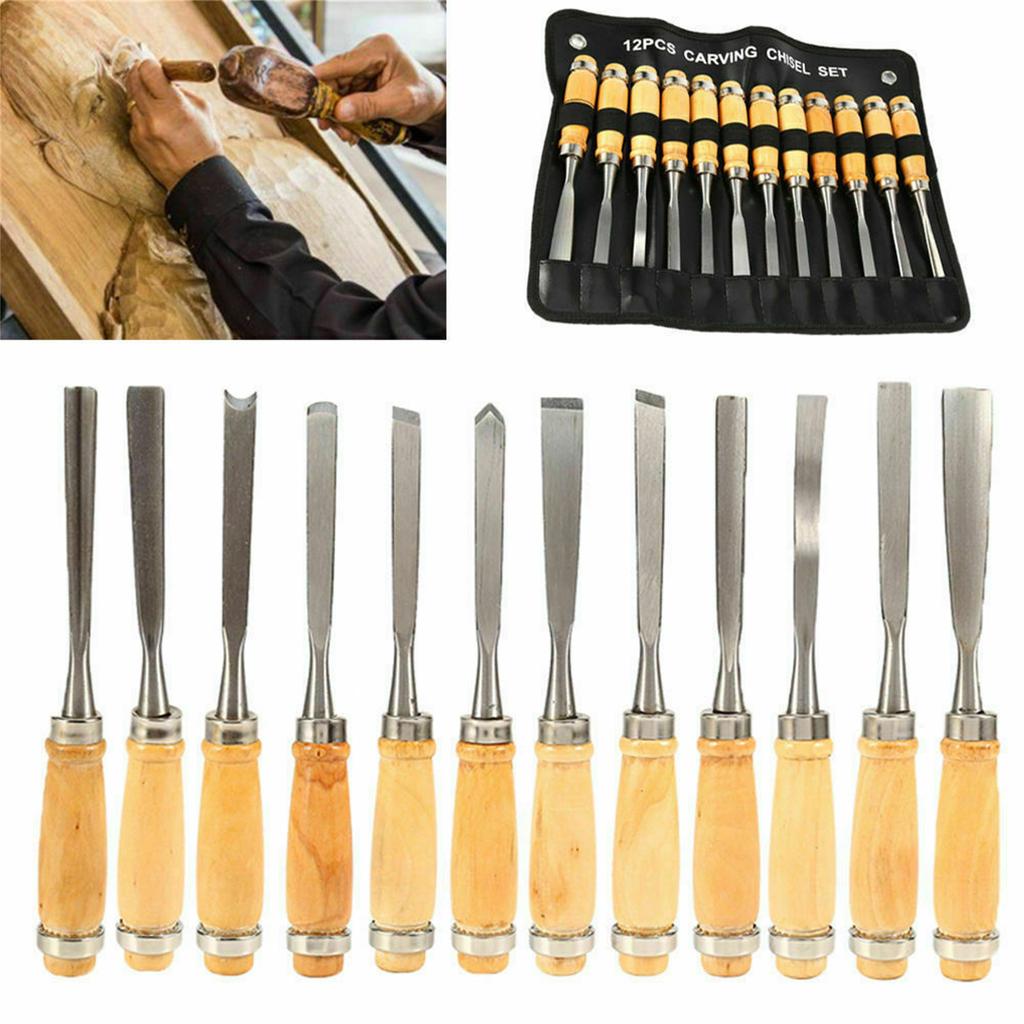12pcs Wooden Carving Hand Tool Set Professional Woodworking Tools With Storage Bag For Sculptor Carpenter Artist