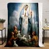 Our Lady of Grace Blanket with Children and Lambs Print  Printed Blanket for Living Room Bed Couch Lunch Break Blanket for Friend's Festival Gift