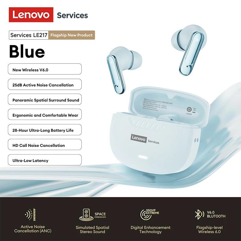 

Lenovo LE217 TWS Wireless Bluetooth V6.0 Headphones Long Battery Game Noise Cancelling Sport Earbuds 3D Stereo Sound 38ms Ultra-low Latency Headset синій