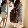 Lightweight Leopard Print Backpack Corduroy Students Daypack Students School Bag  Work