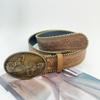 Zinc Zinc Alloy Cowgirl Buckle Belt Vintage Flower PU Hollow Belt Fashion Cowboy Waistband  Dress Decoration