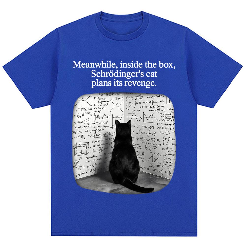 Schrodinger Cat Funny Physics Science Graphic T Shirts Unisex Unisex Vintage Fashion Short Sleeve Oversized Cotton Casual TShirts