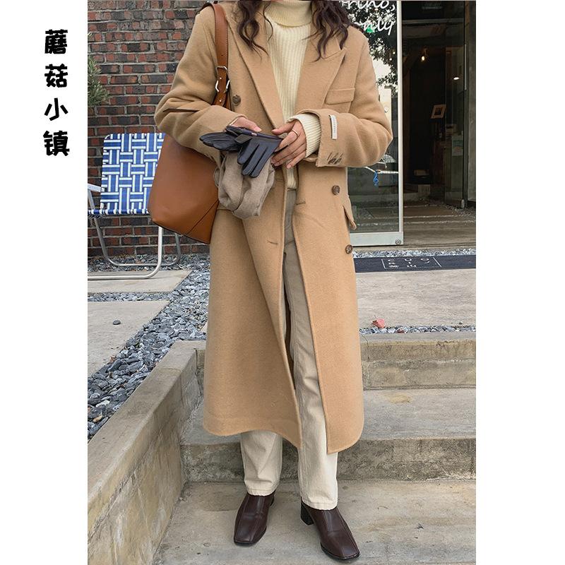 

Шерстяное пальто женское шерстяное пальто осенне-зимнее ощущение средней длины маленькое новое M 120-72.5 kg верблюд