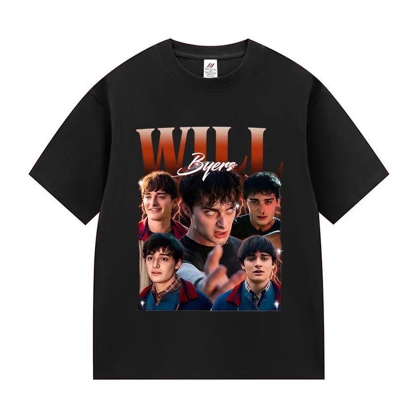 Американский сериал Очень странные дела Уилл Байерс Графическая футболка Мужская Повседневная Мода Хлопок Короткий рукав Футболки Винтаж Круглый вырез Оверсайз Футболка 4XL