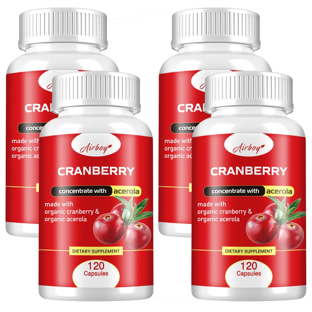 Airboy Organic Cranberry Capsules Contain Acerola Cherry, 100:1 Fresh Cranberry Extract, and Organic Ingredients.