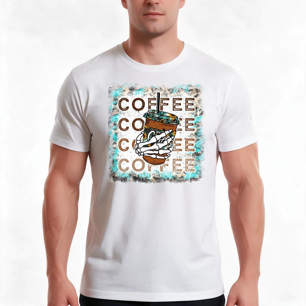 Coffee Skeleton Hand Funny Coffee Lovers Tshirt Summer Casual Cotton Tee Oversized Streetwear Tops Vintage Graphic Print