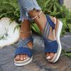 Plain Sandals Women'S Fashionable Platform Open Toe Casual Sandal With Elastic Straps Comfy For Beach Clear Platforms Shoes