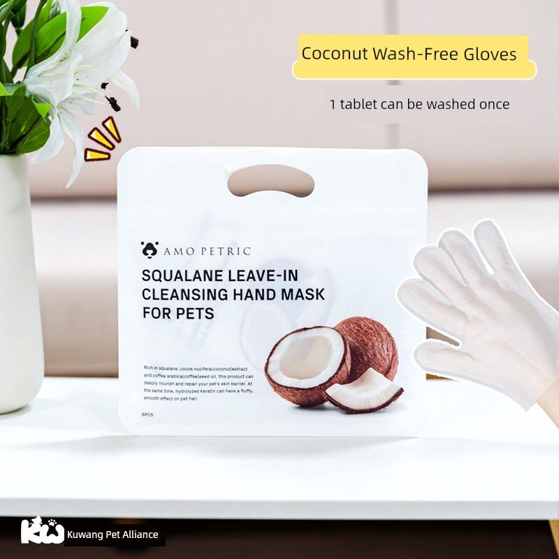 

Amopetric Ammer Pet Coconut Fragrance Disposable Cleaning Gloves Wipes Dogs and Cats Special Dry Cleaning Pet Supplies 1 package (6 pieces)