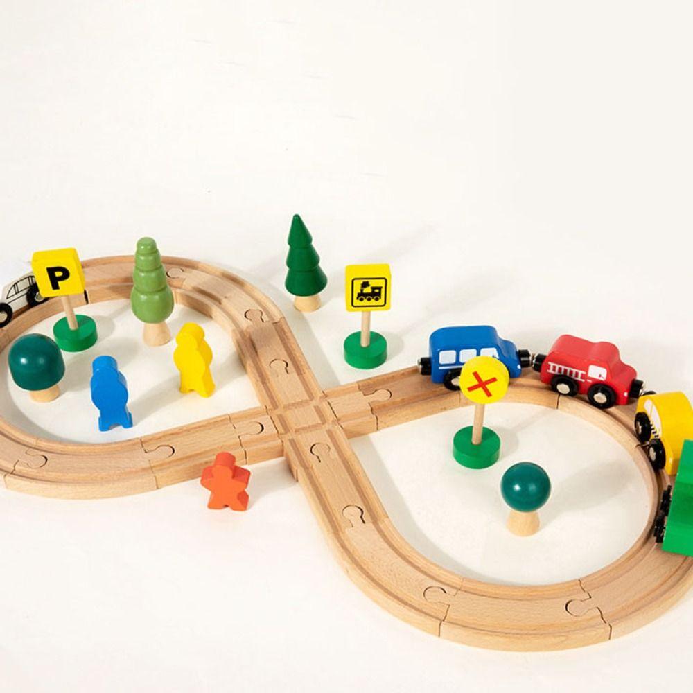 DIY Assembly Children Wooden Train Rail Signal Light Track Accessories Toy Kindergarten