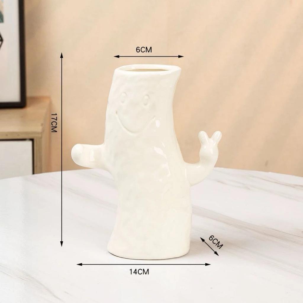 Ästhetische Smiley-Gesicht Keramikvase, Niedliche Kreative Heimdeko Blumenvase für Wohnzimmer & Tischdekoration