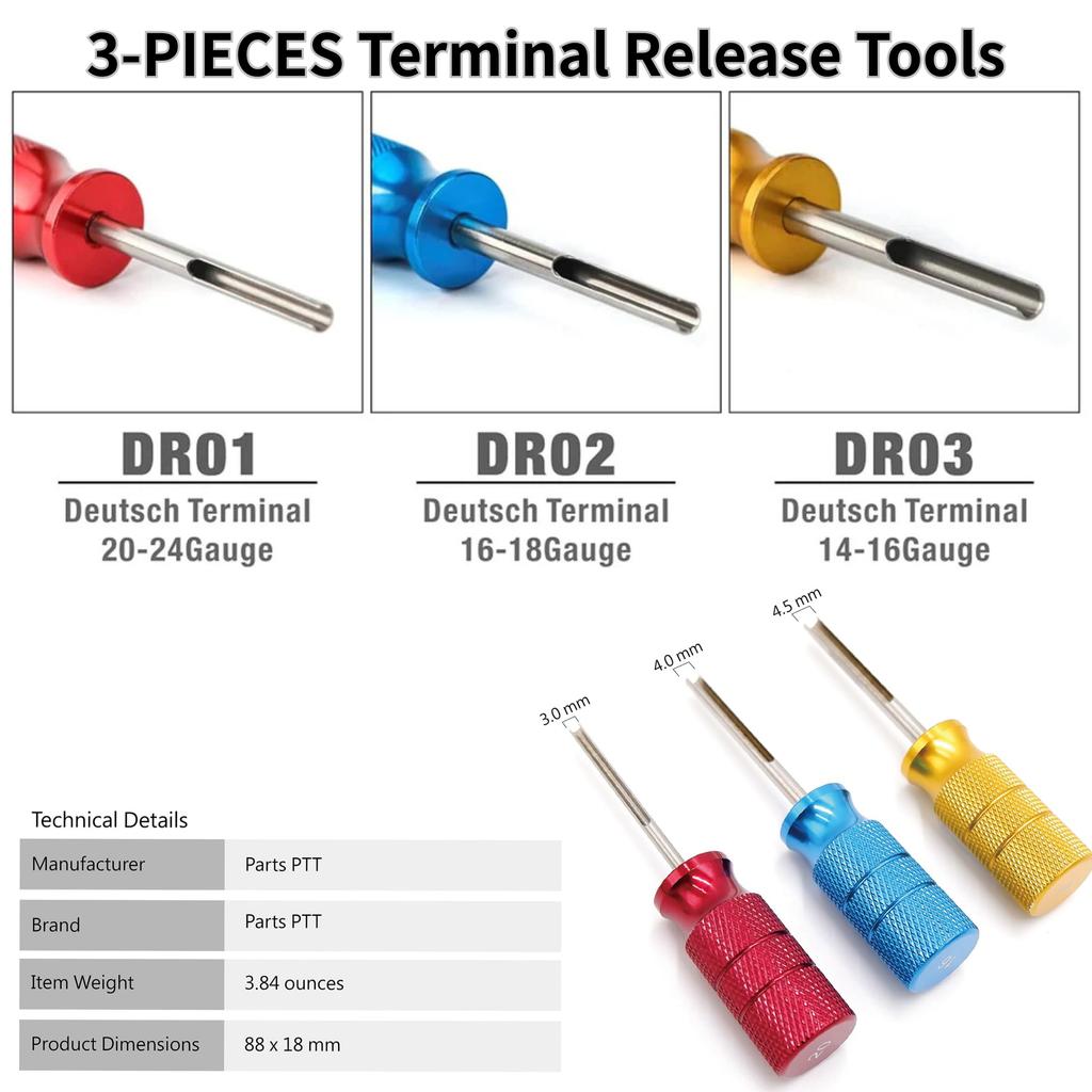 Parts PTT German Terminal Removal Key Tool, 14/16/20 AWG DT, DTP, DTP Terminal Release