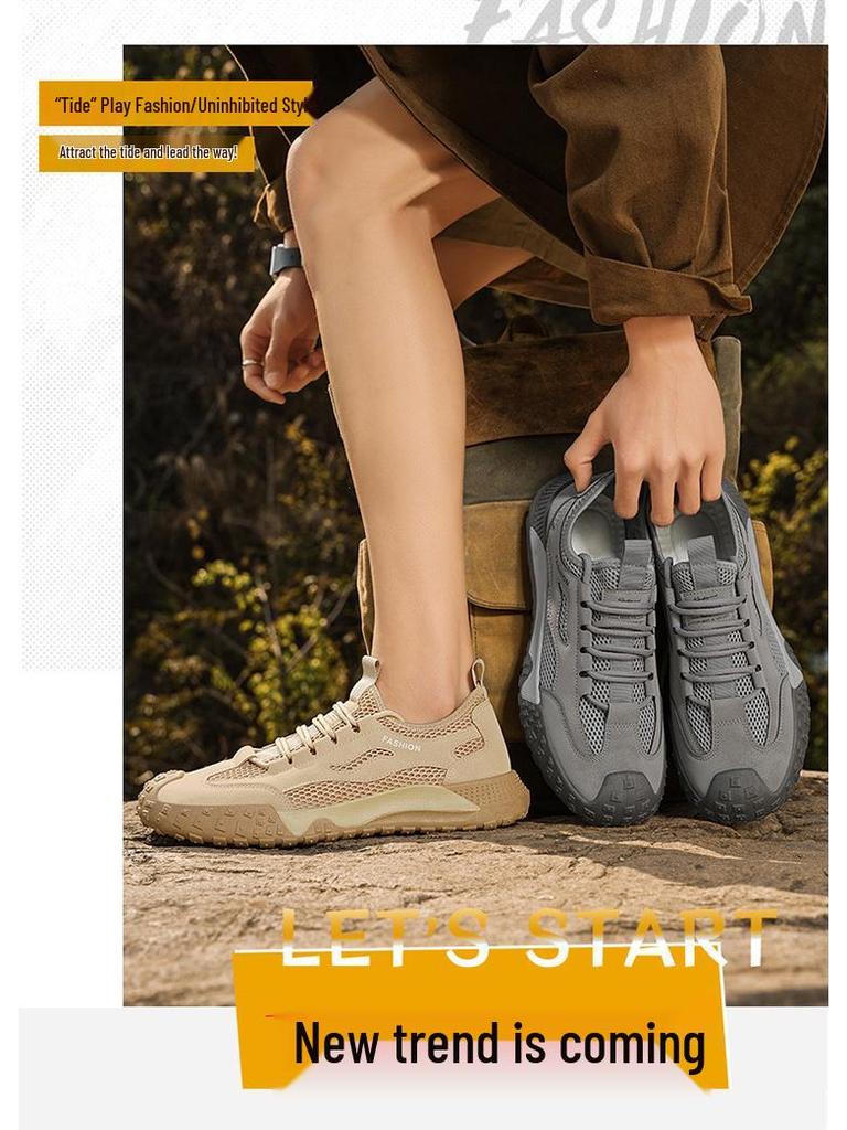 Men's Breathable Mesh Outdoor Sneakers - Non-Slip, Wear-Resistant, Fashionable Casual Shoes