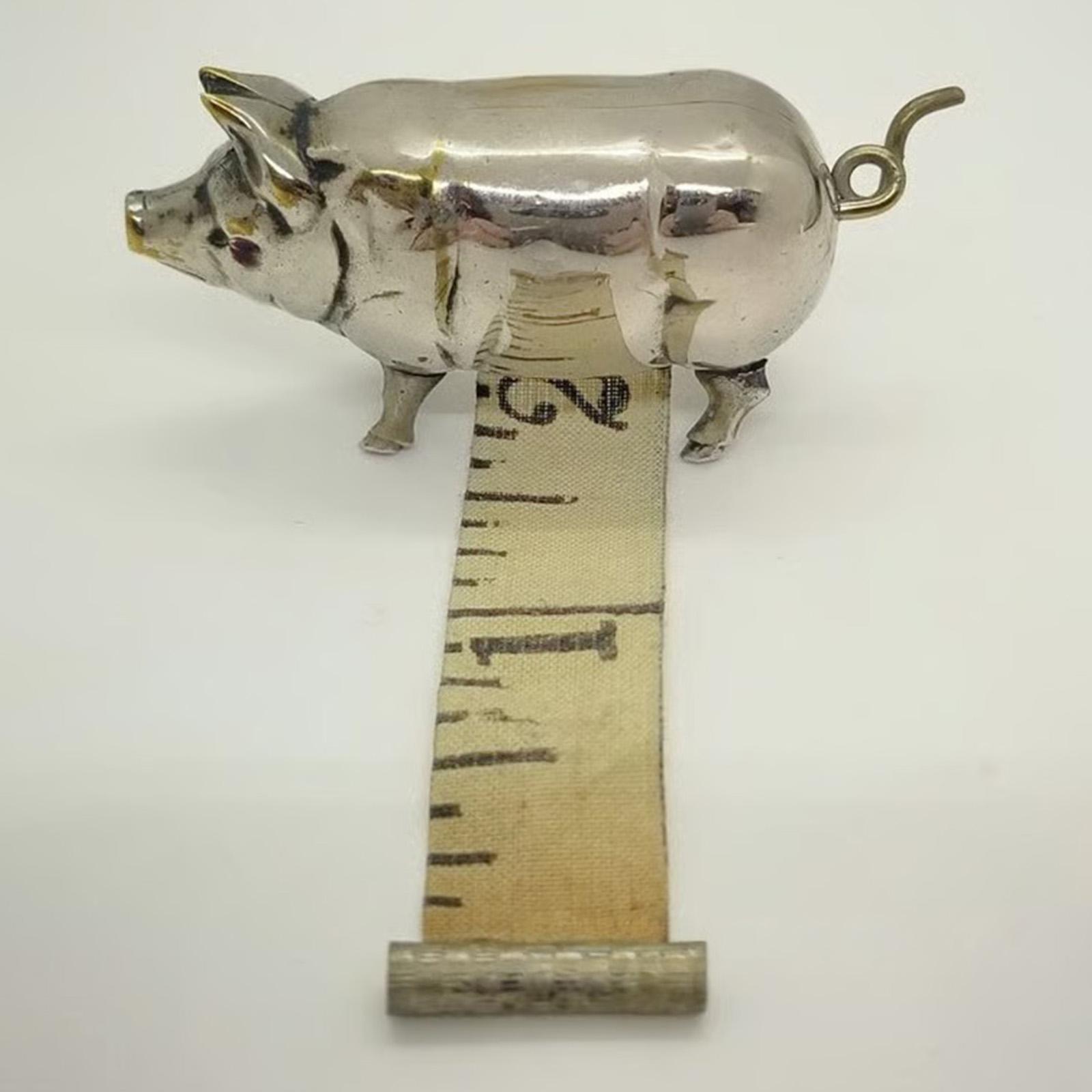

Vintage Metal Pig Mini Tape Measure Antique-Inspired Portable DIY Sewing Craft Tool for DIY Projects and Gift Ideas