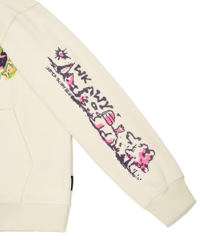 Wacky Willy Spray Graphic Zip-Up Hoodie Cream