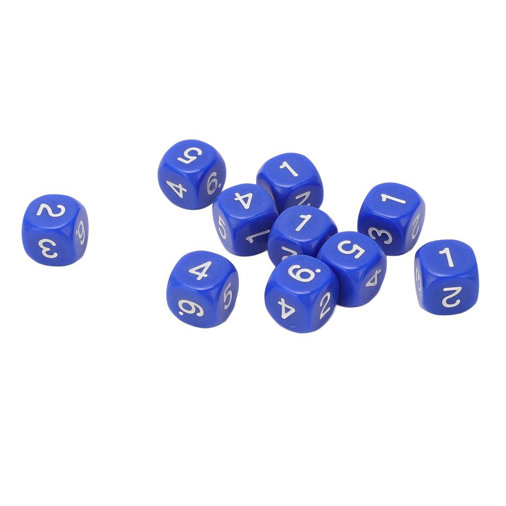 20PCS 6 Sides Number Dice Round Corner Design Plastic Dice Set Board Game Teaching Tools Blue