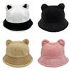 Ear Bear Winter Fisherman Hat Windproof  Warmth Plush Bucket Cap Outdoor Gift