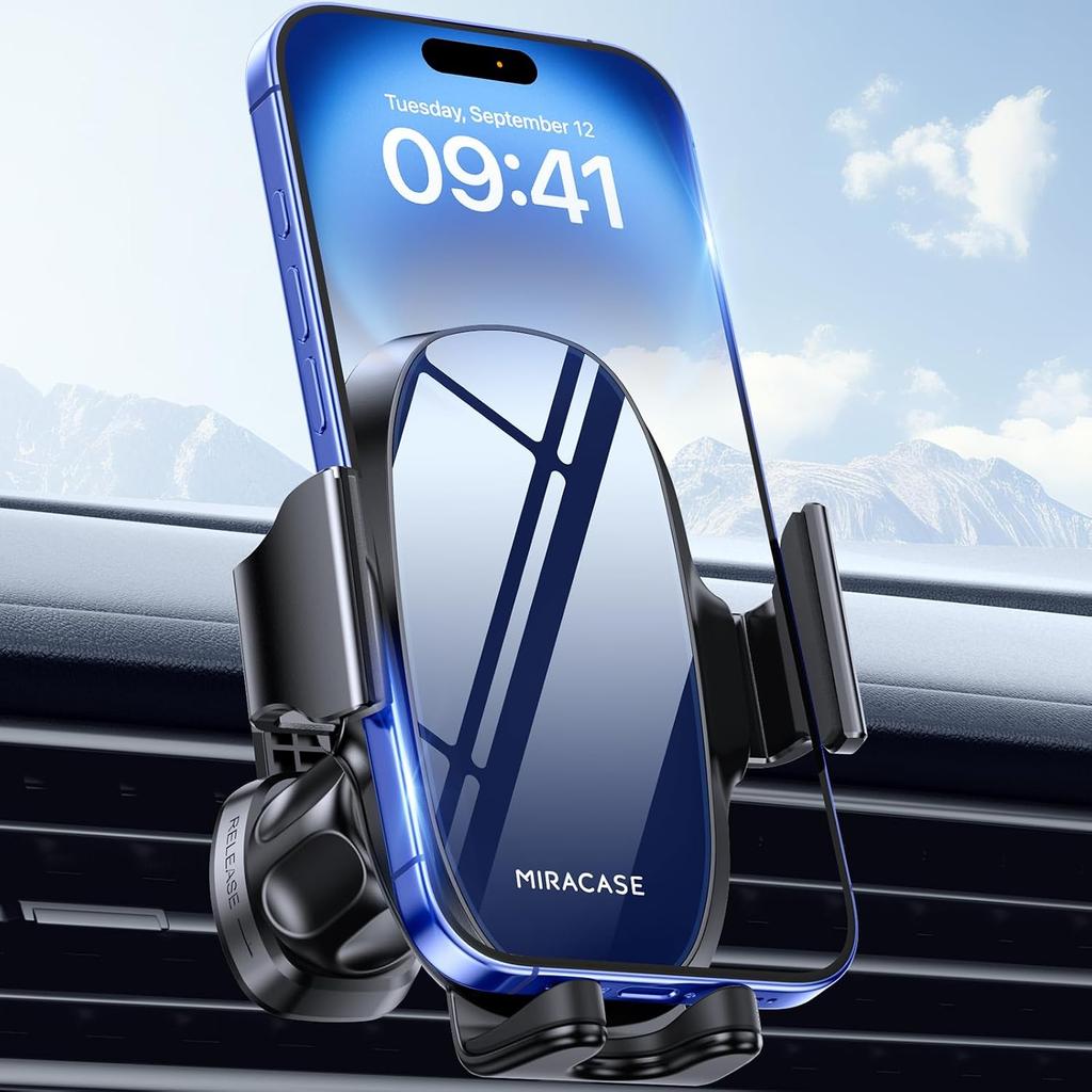 miracase Upgraded Wider Clamp Phone Holders for Your Car, Metal Hook Air Vent Car Mount [Thick Cases Friendly] Automobile Hands Free Compatible with
