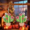 Cross-border New Spring Plant Cactus Potted Earrings 2D Flat Acrylic Mexican Five-section Earrings