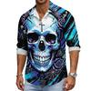 Men's Halloween Long Sleeve Button Down Shirt with Collar Casual for Holiday Parties