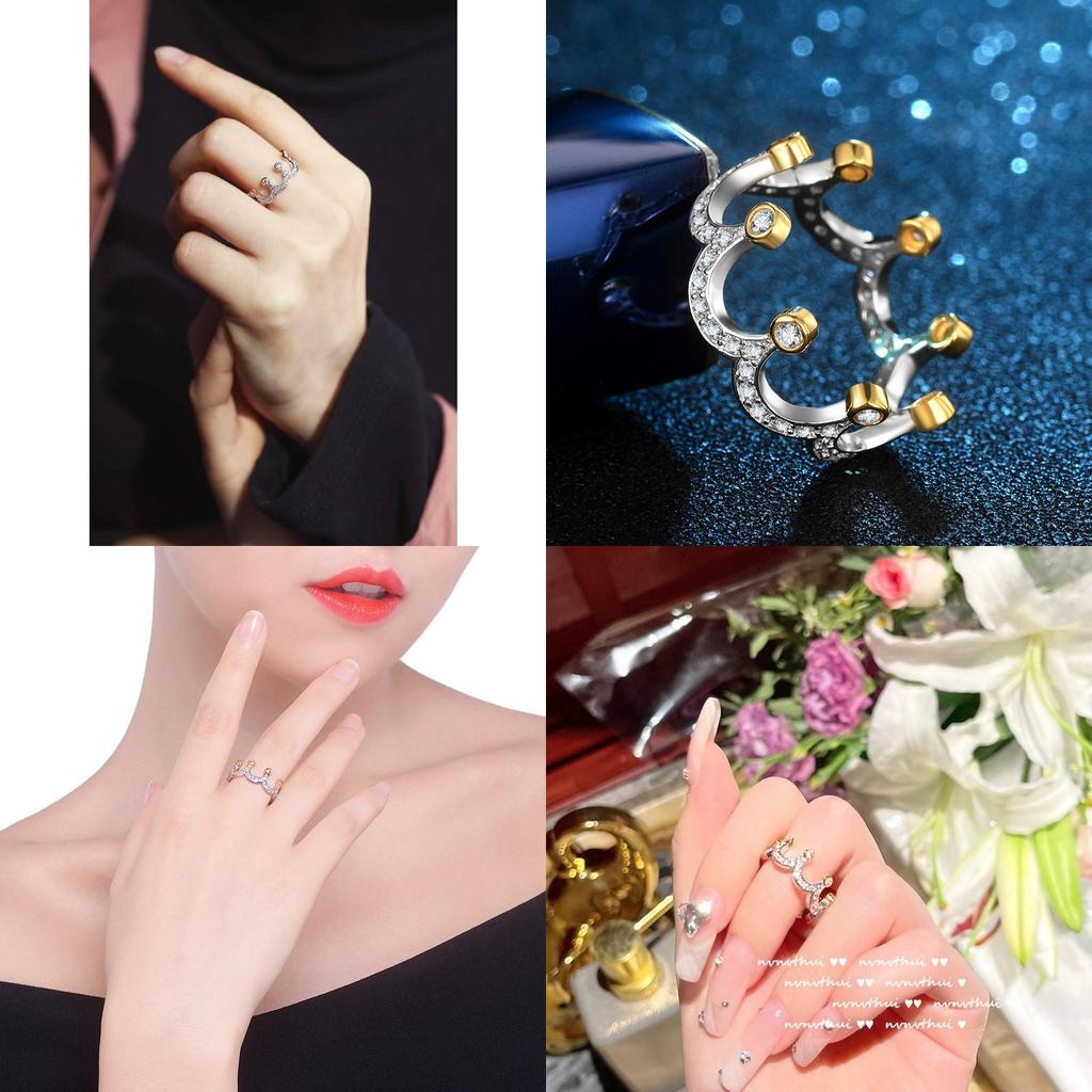 Elegant Crown Design Women's Ring With Durable Brass And Stainless Steel In Silver Color Ideal For Special Occasions And Gifts
